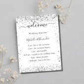 Silberweiß glitzernde elegante Hochzeitsprogramm Poster