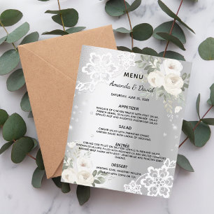 Silberweiße Blumen Diamant Hochzeitsmenü