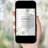 Silberweiße Blumen Diamanten Luxus Geburtstag Einladung