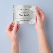 Silberweiße Blumen Geburtstag Save the Date Flyer (Gruppe)