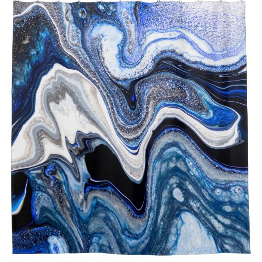 Silberweiße, dunkle Marmorstruktur. Duschvorhang (Vorderseite)