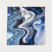 Silberweiße, dunkle Marmorstruktur. Wandteppich (Vorderseite (Horizontal))