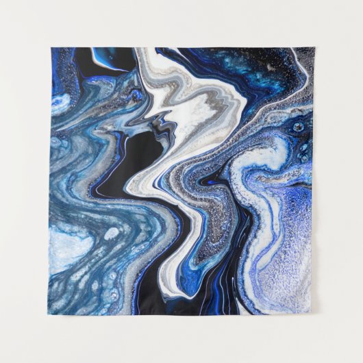 Silberweiße, dunkle Marmorstruktur. Wandteppich (Vorderseite (Horizontal))