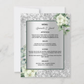 Silberweiße Flora Hochzeitskarte Einladung (Vorderseite)