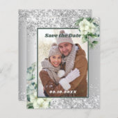 Silberweiße Fotos Save the Date Hochzeit (Vorne/Hinten)