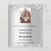 Silberweiße Fotos Save the Date Hochzeit (Rückseite)