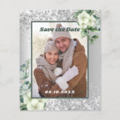 Silberweiße Fotos Save the Date Hochzeit Flyer (Vorne)