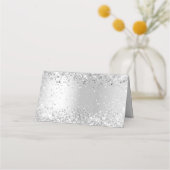 Silberweiße Glitzer Glitzern Hochzeit Platzkarte (Rückseite)