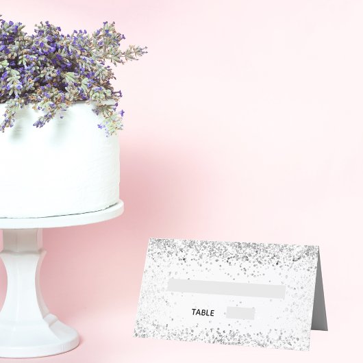 Silberweiße Glitzer Glitzern Hochzeit Platzkarte