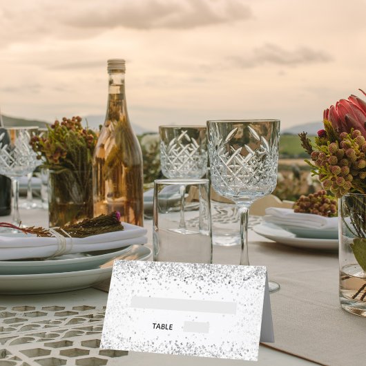 Silberweiße Glitzer Glitzern Hochzeit Platzkarte