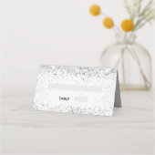 Silberweiße Glitzer Glitzern Hochzeit Platzkarte (Vorderseite)