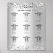 Silberweiße Hochzeitskarte Poster (Vorne)