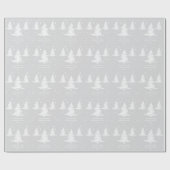 Silberweiße Minimalistische Weihnachtsbaumen Geschenkpapier (Flach)