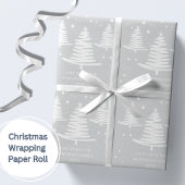 Silberweiße Minimalistische Weihnachtsbaumen Geschenkpapier