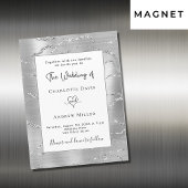 Silberweiße, moderne, elegante Luxus-Hochzeit Magneteinladung