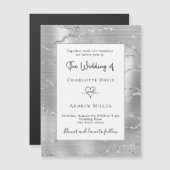 Silberweiße, moderne, elegante Luxus-Hochzeit Magneteinladung (Vorne/Hinten)