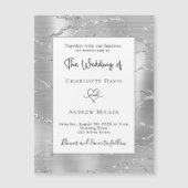 Silberweiße, moderne, elegante Luxus-Hochzeit Magneteinladung (Vorderseite)