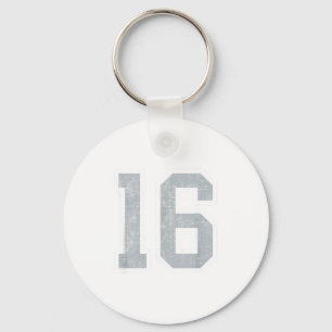 Silberweiße Nummer 16 Trikot Spieler Uniform #16 Schlüsselanhänger