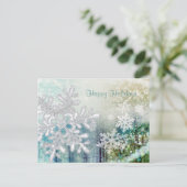 Silberweiße Schneeflocken Postkarte (Stehend Vorderseite)