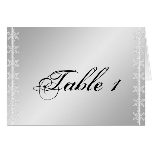 Silberweiße Schneeflocken-Winterhochzeit-Tischnumm (Vorderseite (Horizontal))