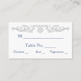 Silberweiße und Marineschiffe Hochzeitssehen-Platz Platzkarte