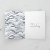 Silberweiße Waves Geburtstag Karte (Innenseite)