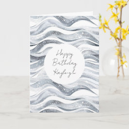 Silberweiße Waves Geburtstag Karte