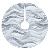 Silberweiße Weihnachtsstreifen Polyester Weihnachtsbaumdecke (Vorderseite)