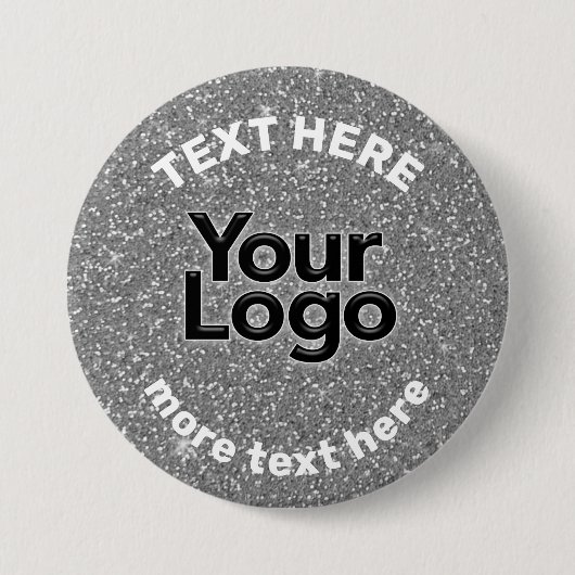 Silberweißer Glitter Geschäft Logo DIY Werbemittel Button (Vorderseite)