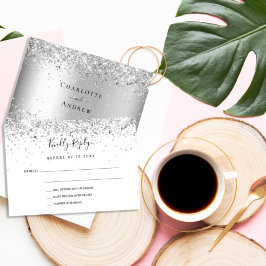 Silberweißer Glitzer elegante Hochzeitsfeier UAWG Mitteilungskarte