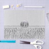 Silberweißes Zebra Glamour Monogramm Anfangsbuchst Seidenpapier (Handwerk)
