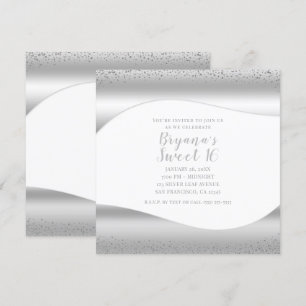 Silberwelle Glanz Glitter Luxus Glamour Süß 16 Einladung