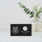 Silberwolf-Profi-Friseur-Shop-Logo-QR-Code Visitenkarte (Stehend Vorderseite)
