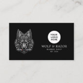 Silberwolf-Profi-Friseur-Shop-Logo-QR-Code Visitenkarte (Vorderseite)