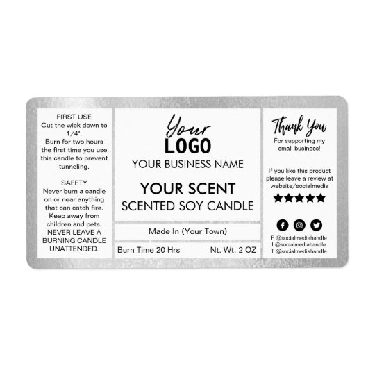 Silberzentriertes Sojakandleetikett (Vorne)