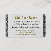 Silberzertifikat Visitenkarte (Vorderseite)