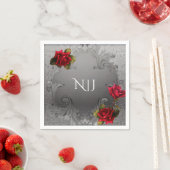 Silberzierige Vintage Extravagante Rote Rosen Hoch Serviette (Beispiel)