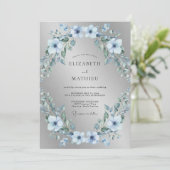Silbrig frostige Winterhochzeit Einladung (Stehend Vorderseite)