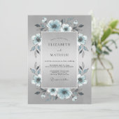 Silbrig schimmernde Winterhochzeit Einladung (Stehend Vorderseite)