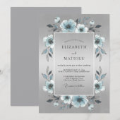 Silbrig schimmernde Winterhochzeit Einladung (Vorne/Hinten)