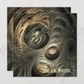 Silbrige Goldtunnel-Fraktal-Kunst Einladung (Vorne/Hinten)