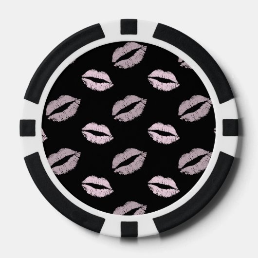 Silbrige Rosa-Küsse Pokerchips (Vorderseite)