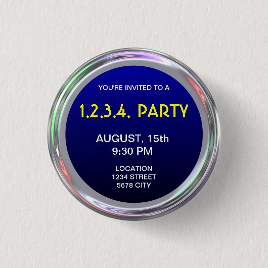 Silbriger Knopf für Text, Logo oder Bild Button (Vorderseite)