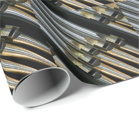 Silbriges Orgelpfeifepapier Geschenkpapier (Rolleneckpunkt)