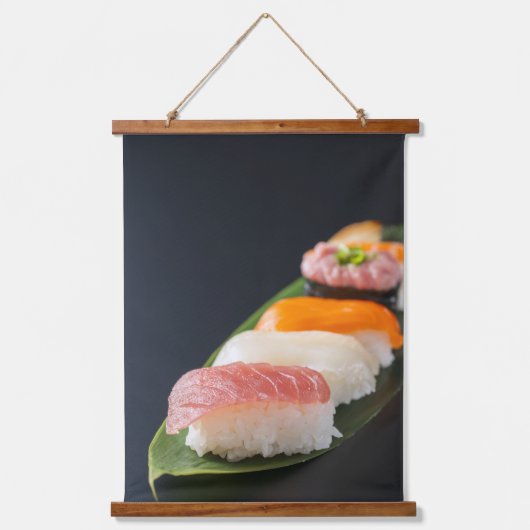 Silence and Sushi | A tapestry depicting beautiful Wandteppich Mit Holzrahmen (Vorderseite)