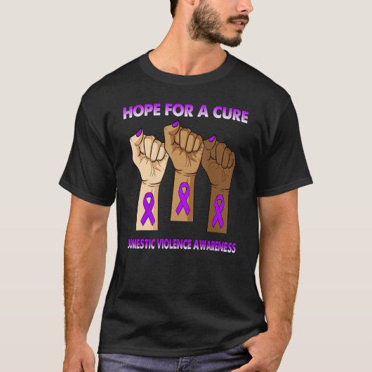 Silence Hand Hope For A Cure Domestic Violence Awa T-Shirt (Vorderseite)
