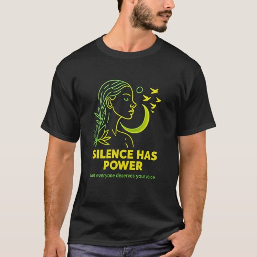 SILENCE HAS POWER  - neon minimalist Basic T-Shirt (Vorderseite)