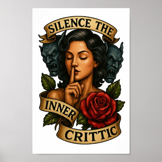 Silence Inner Critic Tattoo PNG Clipart Poster (Vorne)