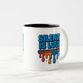 Silence Is Loud Bold Typography Art Mug Zweifarbige Tasse (VorderseiteRechts)