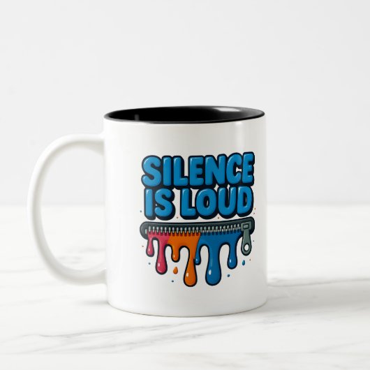 Silence Is Loud Bold Typography Art Mug Zweifarbige Tasse (Links)